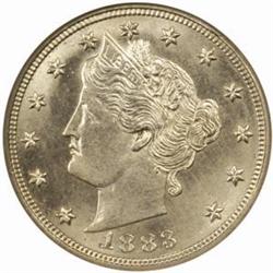 1883 Liberty Nickel. No CENTS. MS-66 (NGC).