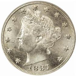 1887 Liberty Nickel. MS-64 (PCGS).