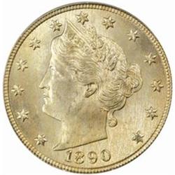1890 Liberty Nickel. MS-65 (PCGS).