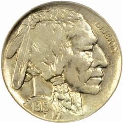 1919-D Buffalo Nickel. AU-58 (PCGS).