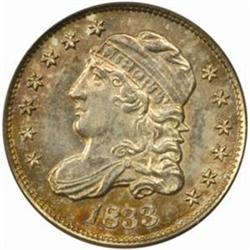 1833 Capped Bust Half Dime. V-2, LM-8. Rarity-3. MS-63 (PCGS).
