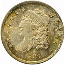 1837 Capped Bust Half Dime. V-1, LM-5. Rarity-1. Large 5C. MS-66 (PCGS).