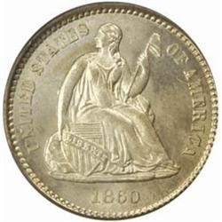 1860-O Seated Liberty Half Dime. MS-66 (PCGS).