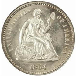 1864 Seated Liberty Half Dime. MS-66 (NGC).