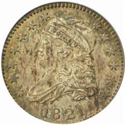 1821 Capped Bust Dime. JR-1. Rarity-2. Large Date. MS-64 (PCGS).