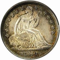 1840-O Seated Liberty Dime. No Drapery. Greer-102. Small O. MS-65 (NGC).