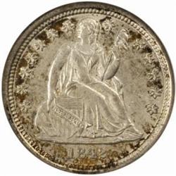 1842-O Seated Liberty Dime. Medium O. MS-63 (NGC).