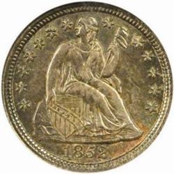 1852 Seated Liberty Dime. MS-64 (NGC).