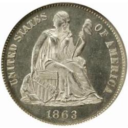 1863 Seated Liberty Dime. MS-65 (NGC).