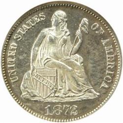 1872 Seated Liberty Dime. Proof-64 (NGC).