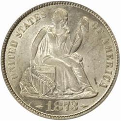 1873-S Seated Liberty Dime. Arrows. MS-64 (PCGS).