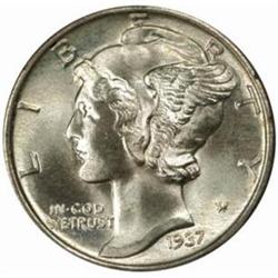 1937 Mercury Dime. MS-68 FB (PCGS).