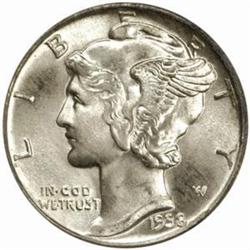 1938-D Mercury Dime. MS-67 FB (PCGS).