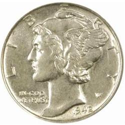1942/1 Mercury Dime. FS-010.7. MS-62 (PCGS).