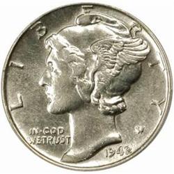 1942/1 Mercury Dime. FS-010.7. AU-50 (PCGS).