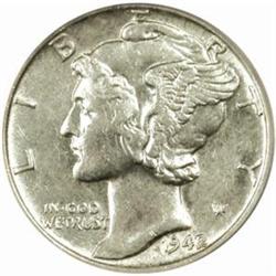 1942/1 Mercury Dime. FS-010.7. EF-45 (PCGS).