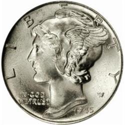 1945-S Mercury Dime. MS-67 FB (NGC).