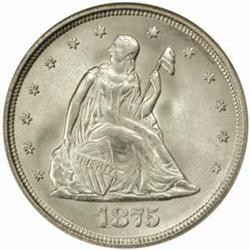 1875-S Twenty-Cent Piece. MS-66 (NGC).
