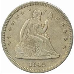 1842-O Seated Liberty Quarter. Briggs 1-A. Small Date. MS-63 Retoned (Uncertified).
