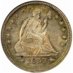 1853 Seated Liberty Quarter. Arrows and Rays. MS-61 (NGC).