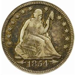 1854-O Seated Lib 25C. FS-1854O-501, Briggs Reverse A Huge O VF30 Details-Corroded Edge Damaged (AN)