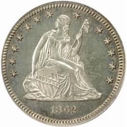 1862 Seated Liberty Quarter. Proof-63 Cameo (PCGS).