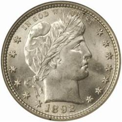 1892 Barber Quarter. MS-64 (NGC).