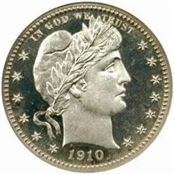 1910 Barber Quarter. Proof-67 Cameo (NGC).