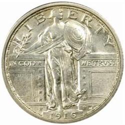 1916 Standing Liberty Quarter. MS-60 PVC (Uncertified).