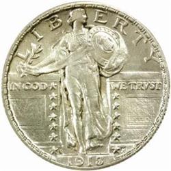 1918/7-S Standing Liberty Quarter. AU-58 Lightly Cleaned (Uncertified).