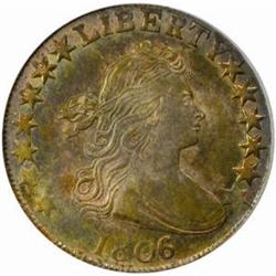 1806/5 Draped Bust Half Dollar. O-101. Rarity-3. AU-58 (PCGS).