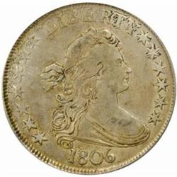 1806 Draped Bust Half Dollar. O-114. Rarity-5. Pointed 6, Stem. VF-35 (PCGS).