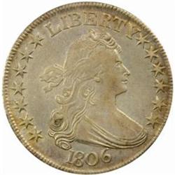1806 Draped Bust Half Dollar. O-120. Rarity-3. Pointed 6, Stem. EF-45 (PCGS).