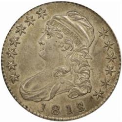 1818/7 Capped Bust Half Dollar. O-101. Rarity-1. Large 8. AU-53 (PCGS).
