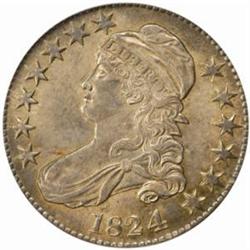 1824/4 Capped Bust Half Dollar. O-110. Rarity-2. MS-62 (PCGS).