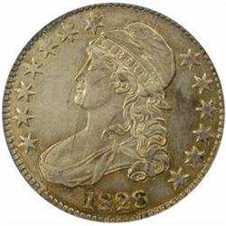 1828 50C. O-123 Rarity-5+. Square Base 2, Small 8s Large Letters. EFDetails-Improperly Cleaned (NCS)