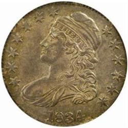 1834 Capped Bust Half Dollar. O-101. Rarity-1. Large Date, Large Letters. AU-58 (PCGS).