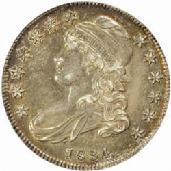 1834 Capped Bust Half Dollar. O-109. Rarity-1. Small Date, Small Letters. AU-55 (PCGS).