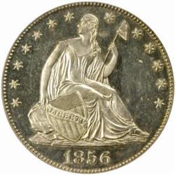 1856 Seated Liberty Half Dollar. Proof-63 Cameo (PCGS).