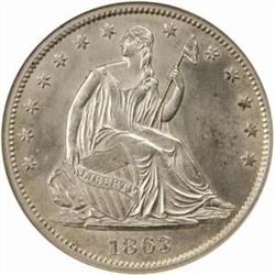 1863-S Seated Liberty Half Dollar. WB-102. MS-62 (NGC).