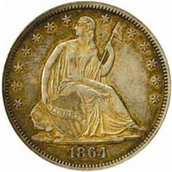 1864 Seated Liberty Half Dollar. AU-58 (NGC).