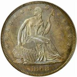 1868 Seated Liberty Half Dollar. Proof-64 (PCGS).