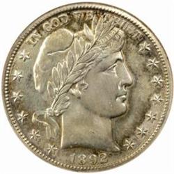 1892-O Barber Half Dollar. FS-50-1892O-501/007.9. Micro O. MS-62 (NGC).