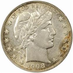 1908-D Barber Half Dollar. AU-50 (PCGS).