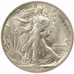 1916-D Walking Liberty Half Dollar. AU-58 (PCGS).