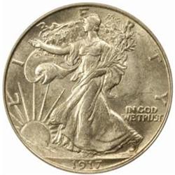 1917-D Walking Liberty Half Dollar. Reverse Mintmark. MS-64 (PCGS).
