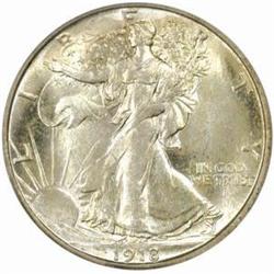 1918-S Walking Liberty Half Dollar. MS-64 (PCGS).