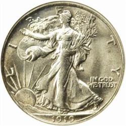 1919-D Walking Liberty Half Dollar. MS-62 (NGC).