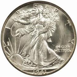 1941-D/D Walking Liberty Half Dollar. FS-50-1941D-501, Fox V-101, RPM-1, VP-001. MS-66 (NGC).