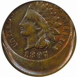1897 Indian Head Cent--Struck 20% Off Center--VF-30 BN (NGC).